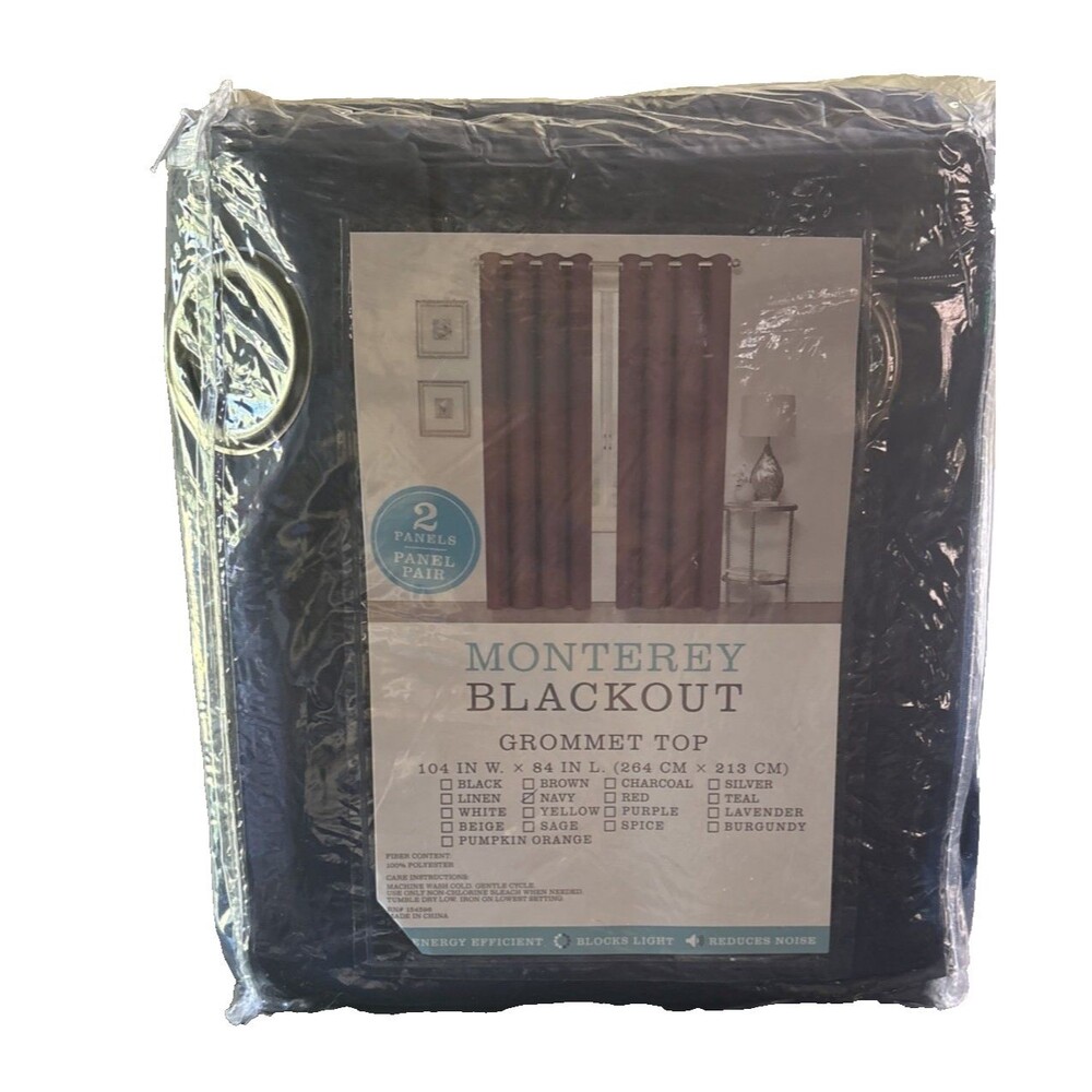 Monterey 2 Panel Navy Blackout Grommet Top 84"